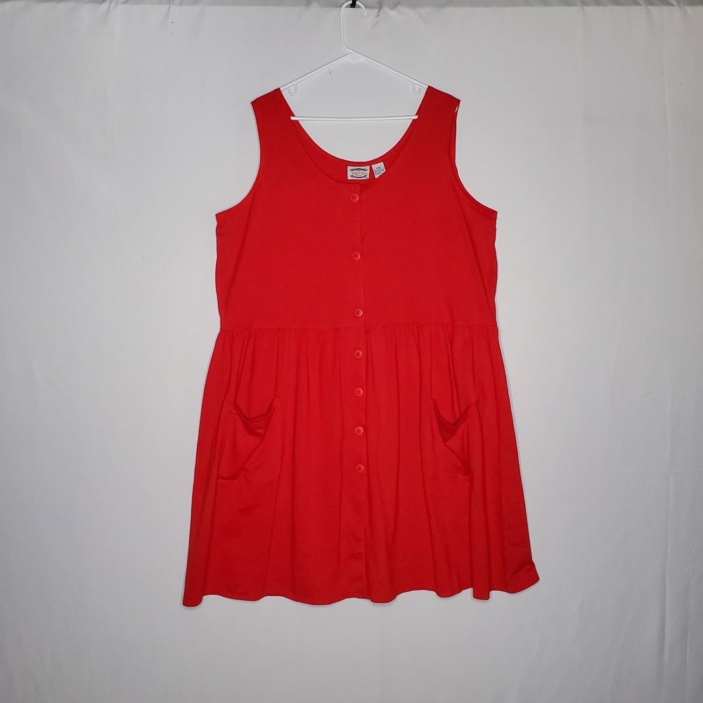 Separate Issue Vtg 90s Button Front Midi Dress Women 22W Red Indie Grunge 80s